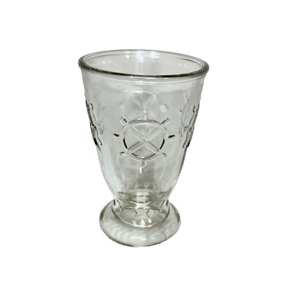 Vintage MidCentury Nautical Ships Wheel & Fluted Dessert Footed Glass - Picture 1 of 6